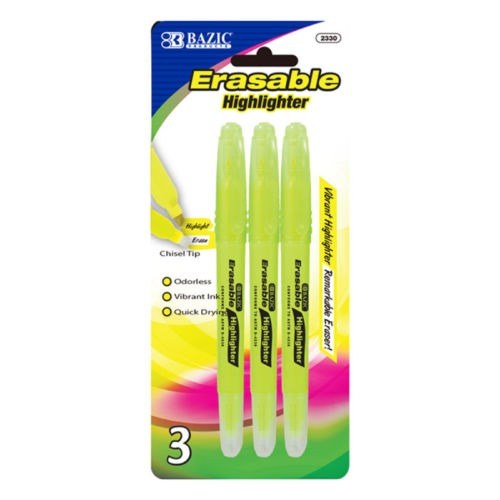 Bazic 3pc/pack Color Fluorescente Borrable Resaltador  2330