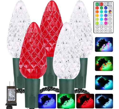 Brizled - Luces De Navidad, 100 Focos Led C6 En Color Rojo, 