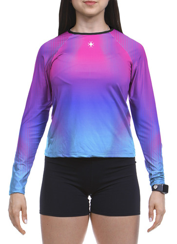 Camiseta Manga Longa Feminina Dryfit Neon Ballad Retrowave