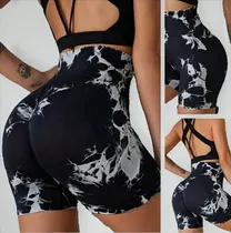 Comprar Shorts Deportivos De Tie Dye De Cintura Ancha - Ropa Gym
