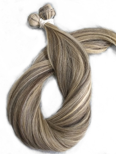 Cabelo Humano Loiro Liso Tecido Tela 60cm 30g Mega Hair