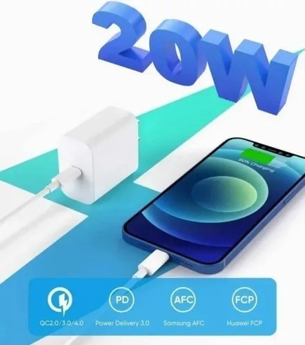 Cargador 20w Carga Rápida Para iPhone Tipo C Cable Lightning