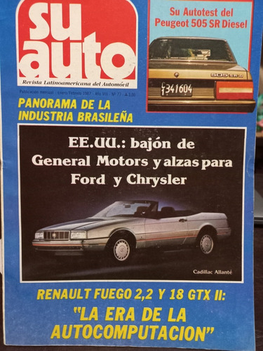 Revista Su Auto N° 77 Test Peugeot 505 Srd Y Cupe Fuego 2.2