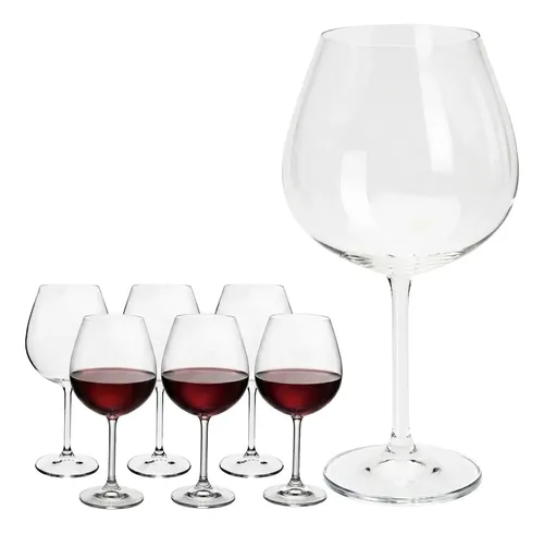 Jogo 6 Taças De Cristal Vinho Tinto 650ml Cristal Bohemia