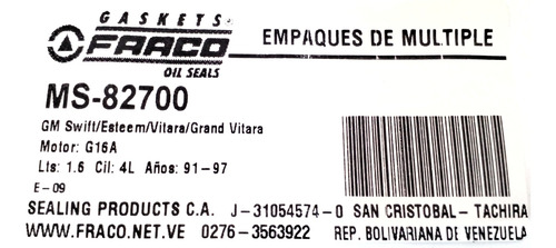 Imagen 3 de 4 de Empacadura Multiple Admision Swift Esteem Vitara 1.6