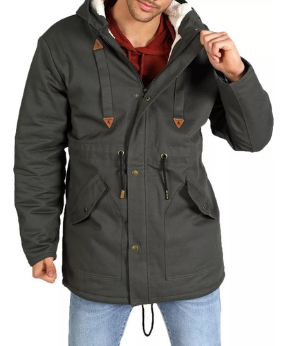 Parka Hombre Campera Abrigada Piel Corderito Capucha 