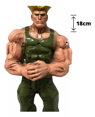 Estátua Guile Em Resina Realista 18cm Altura Street Fighter