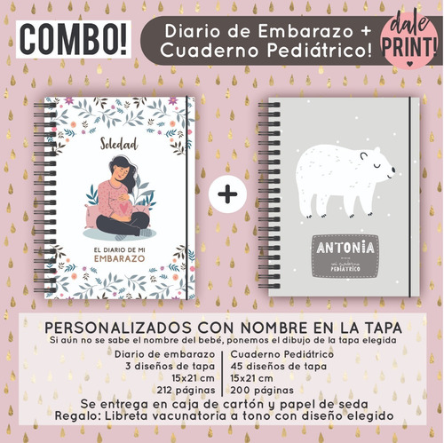 Combo Cuaderno Embarazo + Pediátrico / Personalizado ¡promo!