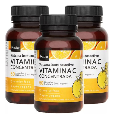 Pack X 3 Vitamina C Concentrada X 50 Cápsulas Natier