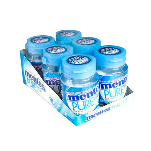 Chiclete Mentos Purefresh Mint Com 6 Potes - 336gramas