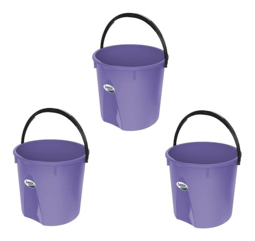 3 Pack Cubeta Rígida 13l Color Morado