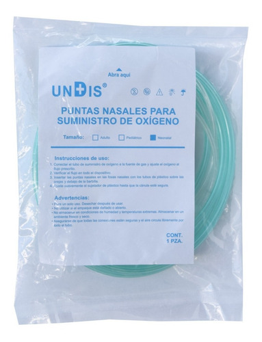 Puntas Nasales Cánula Para Oxígeno 2m - Neonatal - 10pzas