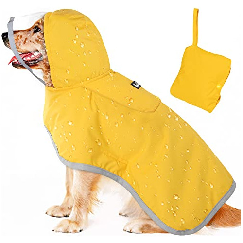 Lukovee Chubasquero Para Perros, Chaqueta De Lluvia Ajustabl