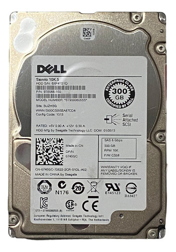 Hd Dell 300gb 10k Sas 2.5 6g St9300605ss 0745gc 745gc S\gaveta Cor Prateado