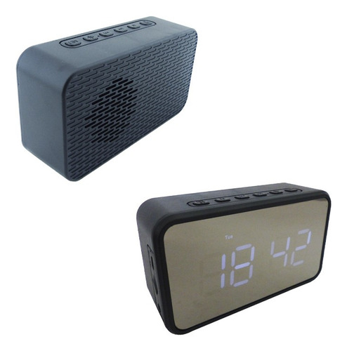 Reloj Despertador Digital C/bocina/bluetooth/radio Fm, Negro