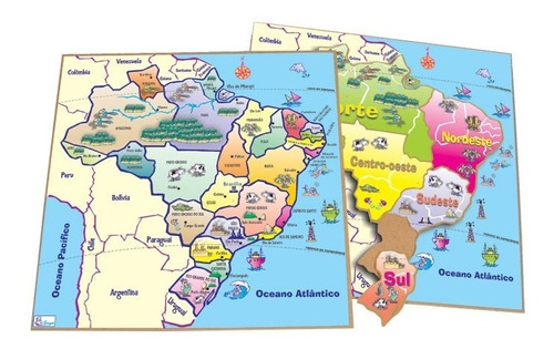 Jogo Educativo Quebra Cabeças Mapa Brasil  Geografia Simque