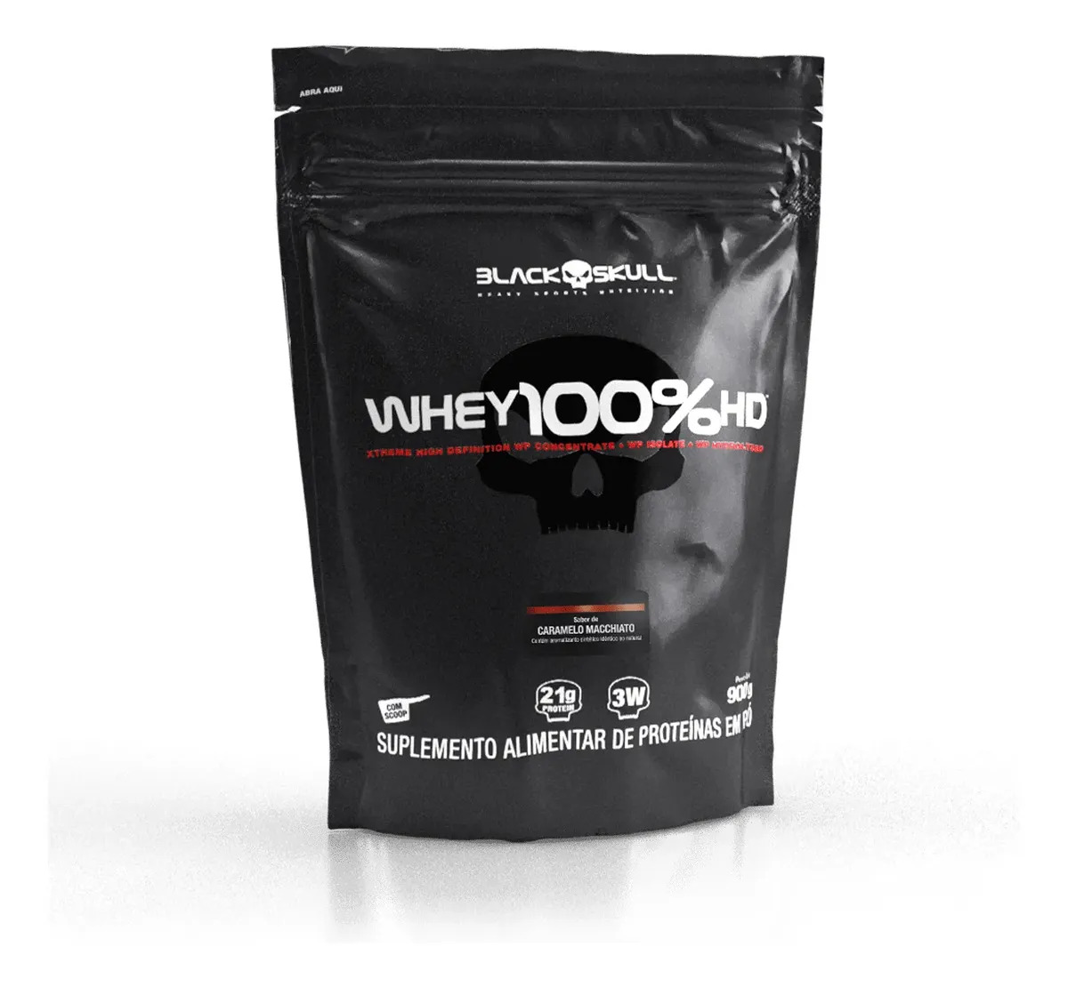 Whey 100% Hd Refil Black Skull - 900g (wpc, Wpi E Wph) Sabor Caramelo Macchiato