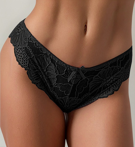 Bragas De Mujer Con Bonito Diseño De Lazo, Encaje Completo,