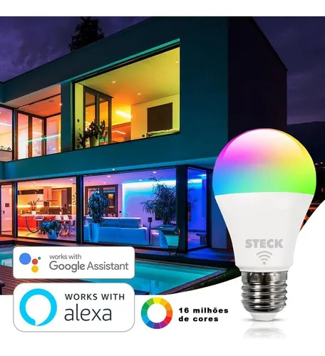 Lâmpada Inteligente Wifi Decorativa Opção De Cores 7w Steck