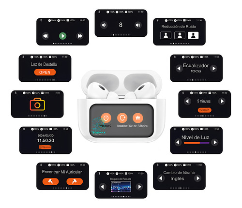 Audífonos Bluetooth Premium Pantalla Táctil Comp Ios/android