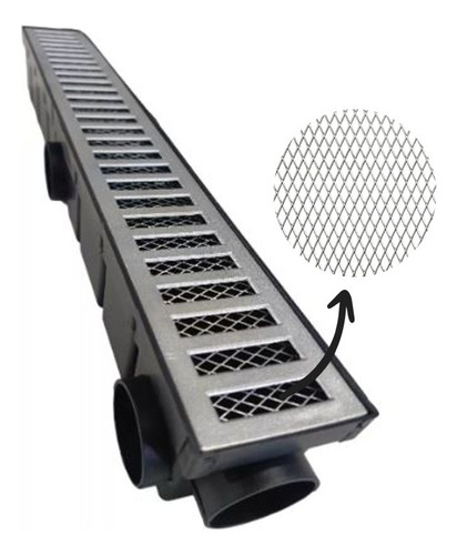 Ralo Linear 6x50 Em Alumínio Com Caixa Coletora E Tela Anti 