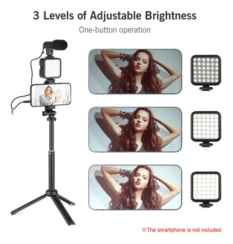 Kit De Grabación Vlog Luz De Video Led+super Cardioide