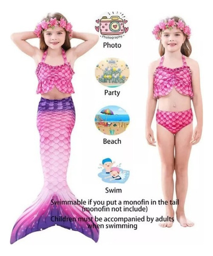 Colas De Sirena Para Nadar Para Niñas De 3 A 12 Años
