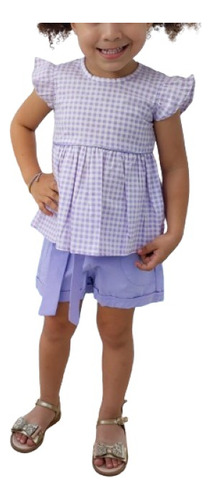 Conjunto Lila De Blusa Y Short Para Niñas De 1 A 5 Años