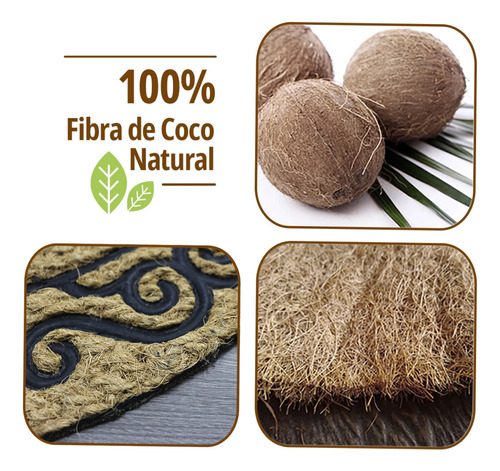 1 Tapete Capacho Fibra Coco Antiderrapante M Lua Pa 40x60 Vr Comprimento 60 cm Cor MARROM PRETO sisal natural Largura 40 cm