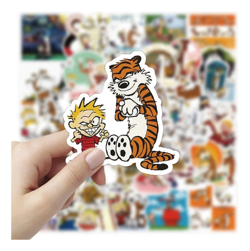 Stickers Autoadhesivos - Calvin Y Hobbes (50 Unidades)