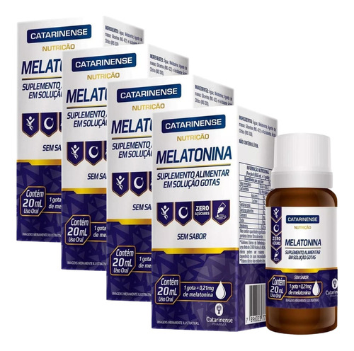 Melatonina Gotas Sem Sabor 20ml - Kit 4 Un-catarinense Phama