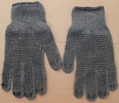 Guantes De Tela Con Puntos Pvc Color Gris