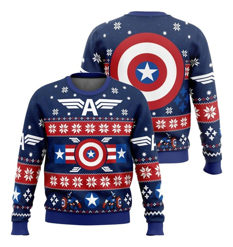 Polera Capitan America Vengadores Navidad Ugly Sublimado