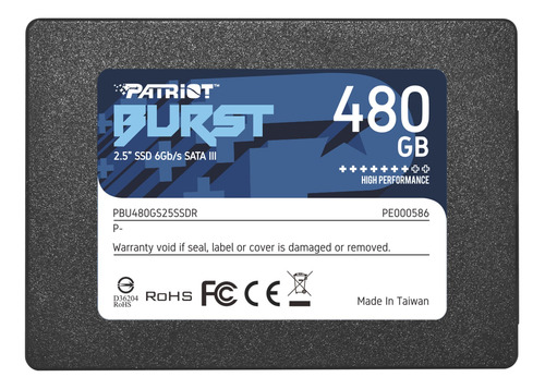 Disco Sólido Interno Patriot Burst Pbu480gs25ssdr 480gb