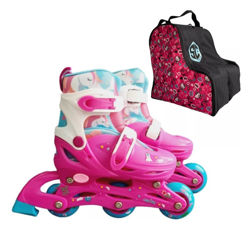 Rollers Infantiles Extensibles Scooter + Bolso Unicornios