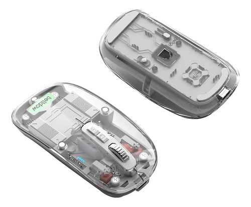 Mouse Wireless Recarregável Led Rgb Transparente