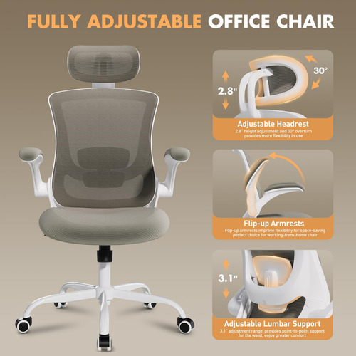 Silla De Oficina Ergonómica Con Soporte Lumbar Ajustable