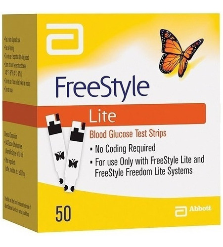 50 Unidades Tiras De Prueba De Glucosa Freestyle Lite Blood