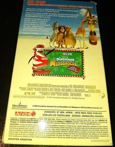 Madagascar - Dreamworks - Vhs - Varios Directores (Usado)