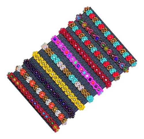 Pulseras Económicas De Mostacillas 10 Piezas Color Variados Diámetro 5 Cm Largo 17 Cm