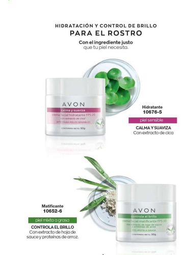 Avon Crema Facial Hidratante Calma Y Suaviza Momento de aplicación Día Tipo de piel Todo tipo de piel , apto para piel sensible
