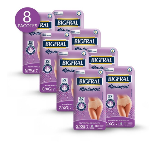 Imagem 1 de 6 de Kit Roupa Íntima Bigfral Moviment Feminina G/xg - 56 Un