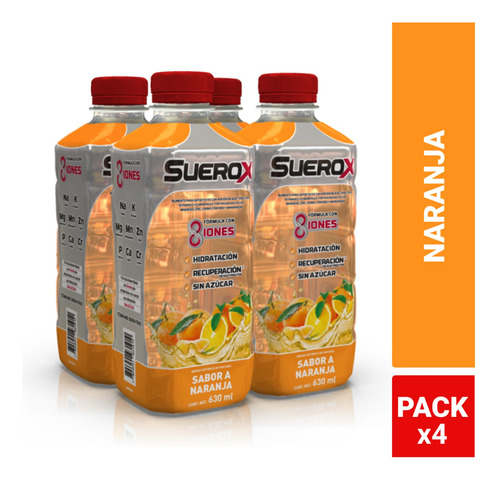 Pack Suerox Bebida Isotónica Naranja 4x630 Ml