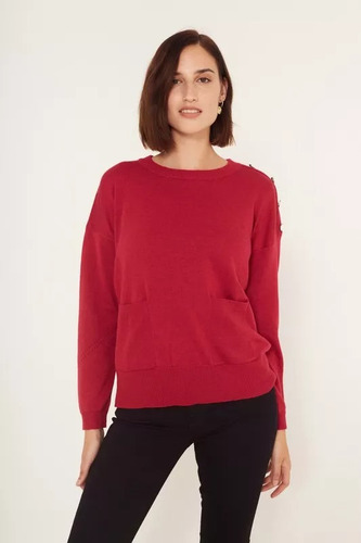 Sweater Ted Bodin Geminis Rojo Para Mujer Talle L