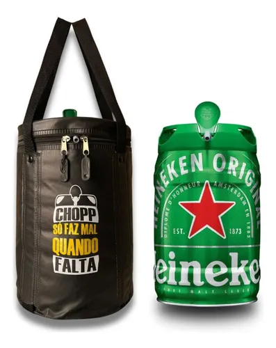 comprar Kit Bolsa Térmica Porta Barril + Chopp Cerveja Heineken 5l