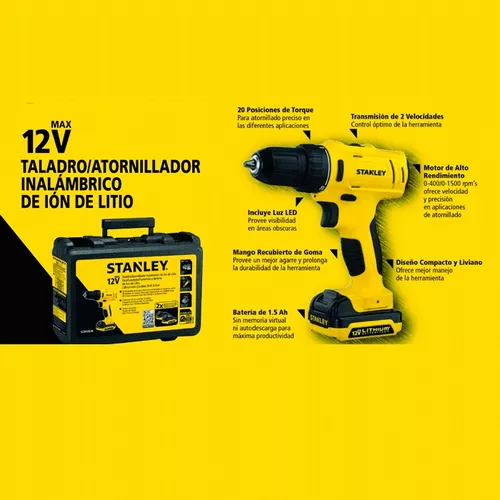 Taladro Atornillador Stanley Inalámbrico – SCH12S2K