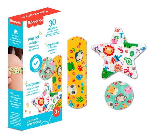 Bandeide Infantil Respirável Estampado 3 Formas Fisher Price