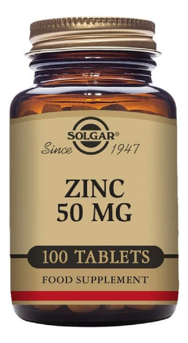 Zinc 50 Mg Solgar 100 Tabletas