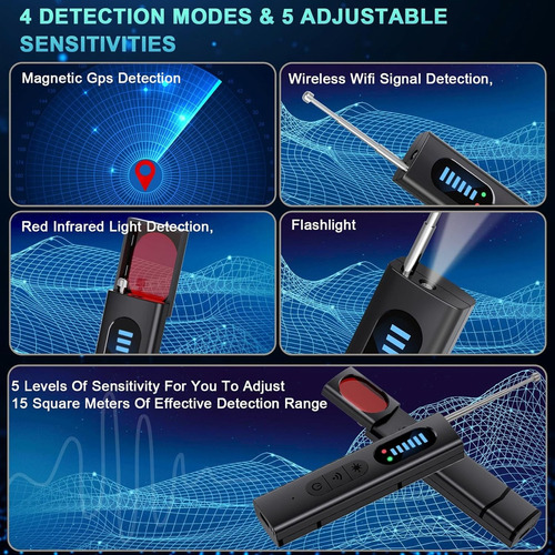 Detector Camaras Espias Gps Microfono Señal Rf Antiespía Negro