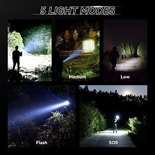 Linterna Led Para Hombres Negra C/ Tirantes- Pack X2